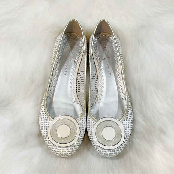 Vince Camuto White Leather Ballet Flats - Picture 1 of 9